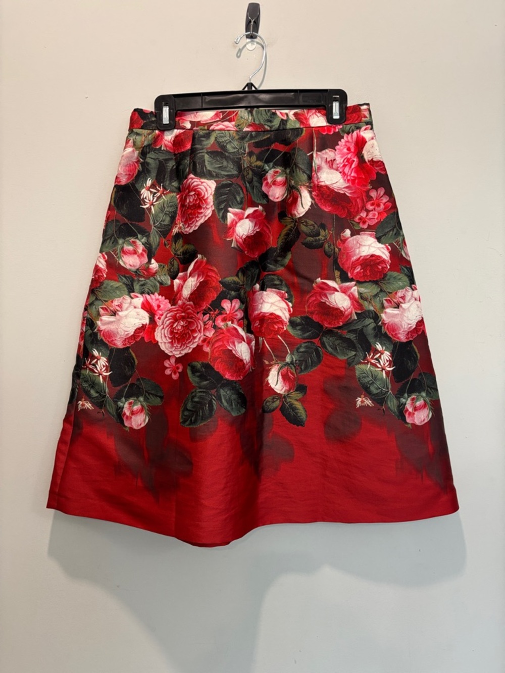 Talbots Floral A-Line Midi Skirt Red Pink Pleated Party Skirt 6 - Picture 5 of 13